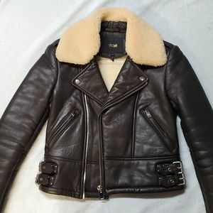 Maje Basou fur-collar Moto jacket size 36
